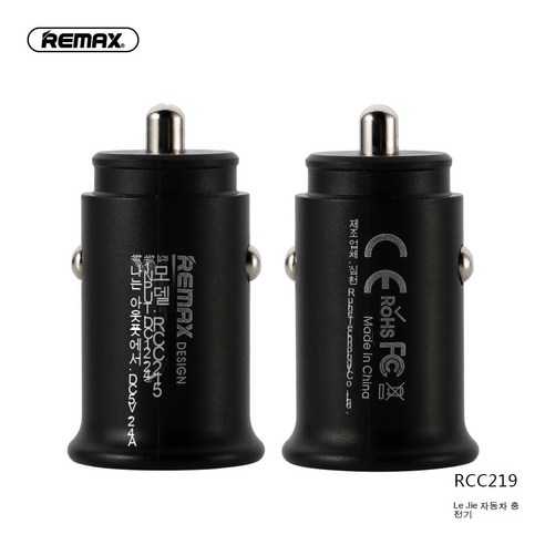 REMAX 새 차량용 전화 충전기 2.4a 듀얼 USB 차량용 충전기 RCC219, 검은 색