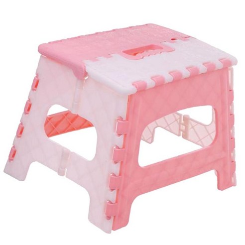 용 접이식 스텝 스툴 - 너비 8인치 높이 8인치 - 다목적 소형 의자 - - 경량 플라스틱 디자인, Pink_2, 설명