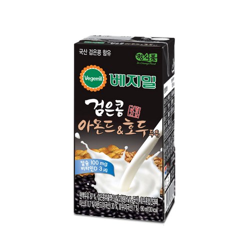 베지밀 검은콩 아몬드&호두 두유, 190ml, 48개