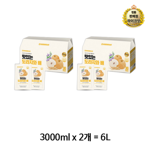 라이크 황토농원 맛있는 도라지와 배즙, 6L, 4개