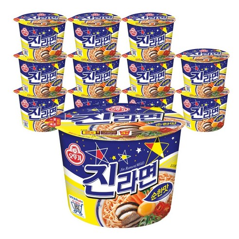 오뚜기 행사 진라면 순한맛 용기 큰컵 110g, 12개