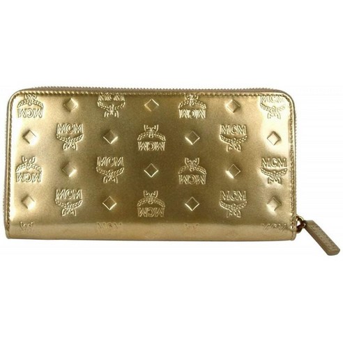 지갑 MYL8APA21DG001의 주위에 MCM 여자의 금 특허 가죽 지퍼