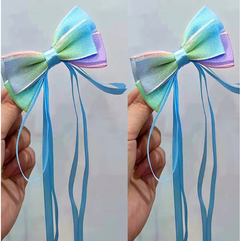 뽁이마켙 레이스 리본핀 2개, 블루