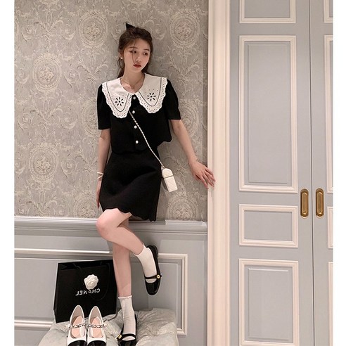 여름 발랄한 하이엔드 홍콩 스타일 스커트 여성