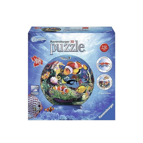 라벤스부르거 6318690284 Ravensburger Ocean World Of Colors 108피스 아동용 퍼즐볼
