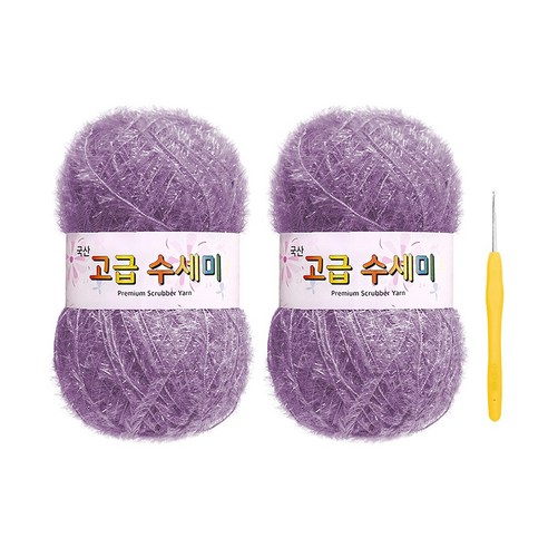 울클럽 별꽃수세미 DIY 고급수세미실 80g 2볼 + 코바늘 6호 (동영상제공), 177라벤더퍼플
