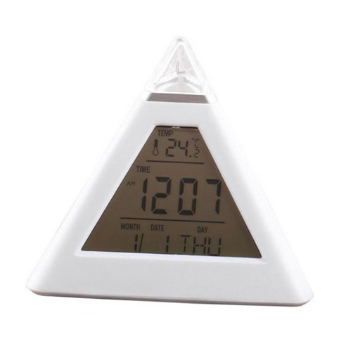 크리스마스 를 위한 7개의 색깔 피라미드 알람 시계 스누즈 기능 장식, 하얀, 아직도
