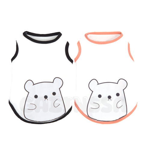 개인싸 강아지옷 렛트 프린팅 민소매 티셔츠, 1개, 블랙