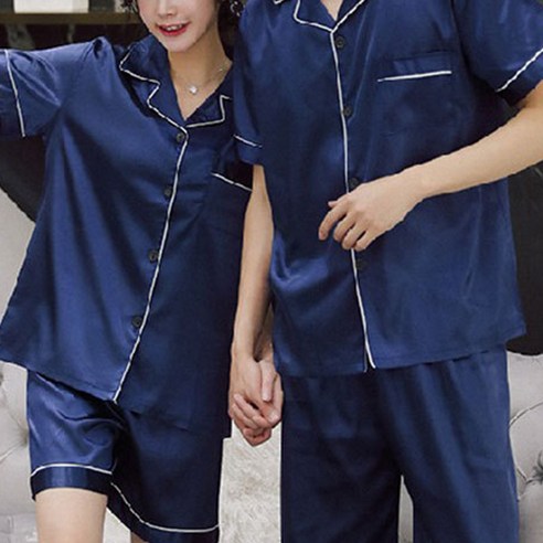 리빙빙 커플잠옷 실크 홈웨어 반팔 긴팔 파자마