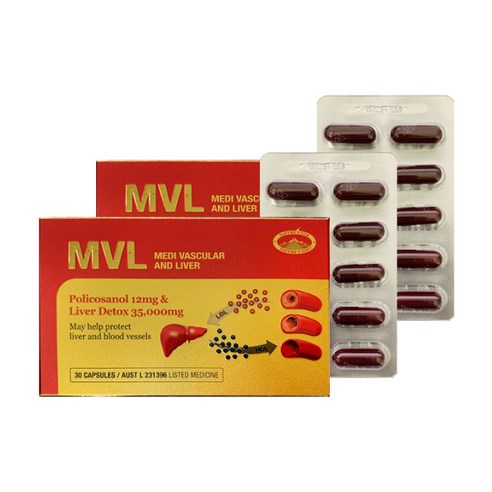 호주 MVL 네이쳐스탑 폴리코사놀 12mg + 밀크씨슬 35000mg 30정 (호주본사출고), 2개