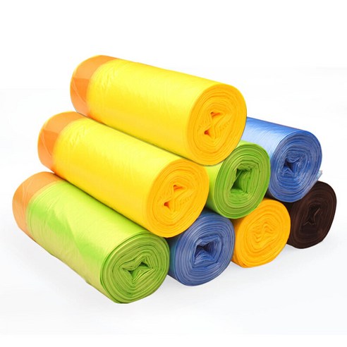 e 클렌징 로프 쓰레기봉투 자동 입구 찢기 면제 가정용 주방 일회용 비닐봉투 두껍게, 노란색, 파란색, 초록색, 검은색 랜덤