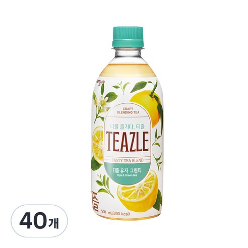 웅진 티즐 유자 그린티, 500ml, 40개
