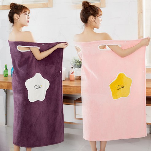 여름철 가정용으로 감쌀 수 있다 흡수속도 마르지 않는다 산호모 크다 목욕 가운 목욕치마, 포켓형 2팩-핑크+퍼플, {"규격(가로*세로cm)":"L(105-120근)"}