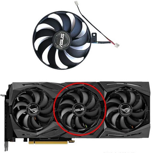 그래픽카드 지포스 컴퓨터 ASUS RTX2070 ROG Strix-Geforce RTX 2060 Super 2080 Ti RX 5600 XT 5700XT 그래픽 카드 팬용 87mm, 3.T129215SU