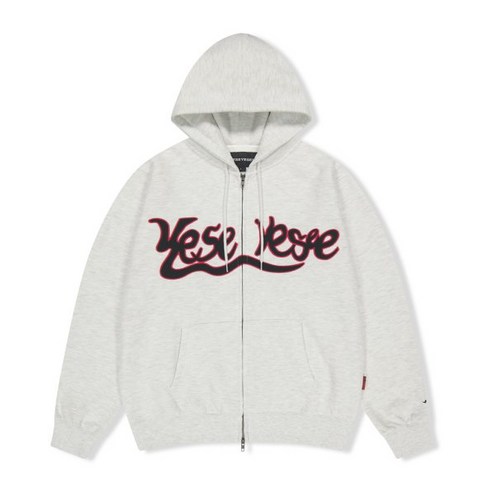 YESEYESEE Y.E.S Snail Logo Zip-up Hoodie Light Grey