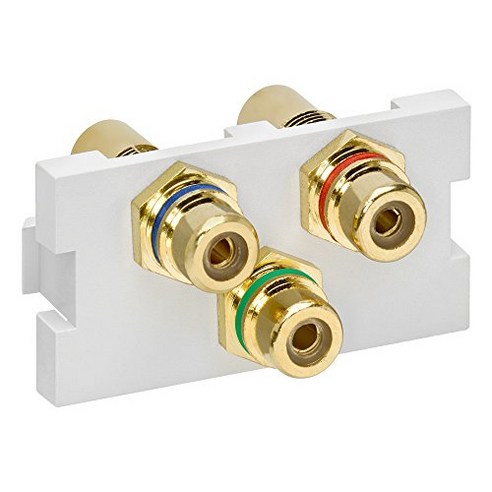 Leviton 41292-3DW Multimedia Outlet System 3-Port RCA Module (red green blue) Feedthrough White, 1개