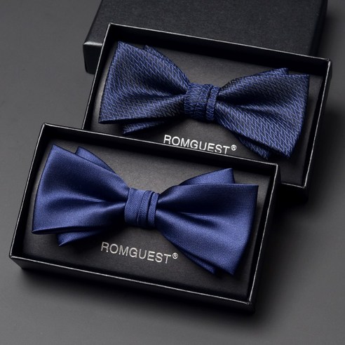 새로운 네이비 블루 더블 레이어 보우 타이 남성 셔츠 비즈니스 정장 영국 한국어 스타일 활 선물 상자
