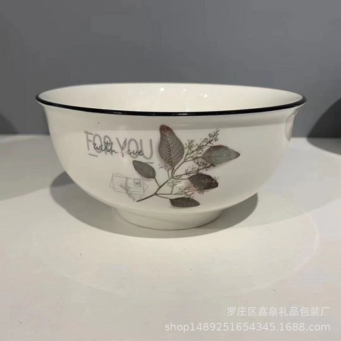 KORELAN6인치 도자기 라면 그릇용 재료 북유럽풍 흑선 도자기 그릇 라면 그릇 로고 가능, 칠리향, 6인치 유럽식 그릇 60개씩