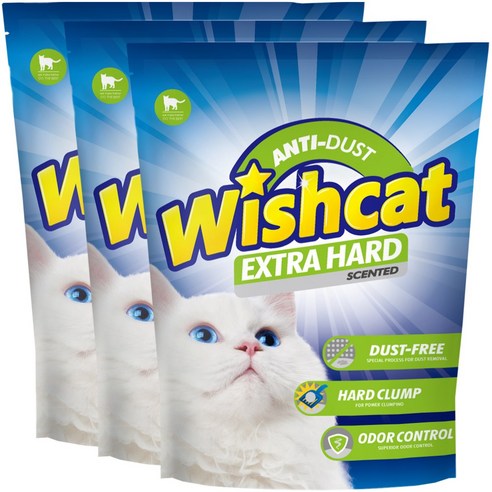 위시캣 엑스트라하드 언씬티드 벤토나이트 고양이모래, 엑스트라 씬티드, 3개, 6kg