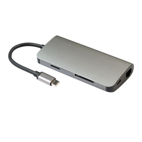 AFBEST 8 in 1 USB C 허브 유형 ~ 4K HDMI 이더넷 3.0 SD/TF 카드 리더기(Macbook Pro 허브용 PD 충전 포함), 은