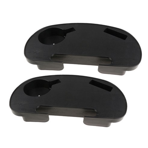 라운지 안락 의자 캠핑 뒤뜰 낚시 피크닉을위한 슬롯 및 스낵 트레이가있는 2 조각 타원형 무중력 의자 컵 홀더, 310x162mm, 플라스틱, 블랙