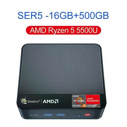 Beelink 미니 PC 게임용 컴퓨터 SER5 Max AMD Ryzen 7 5800H 32G 500G SER6 Pro 7735HS DDR5 5700U 5500U, SER5 MAX 5800H 16GB+1TB