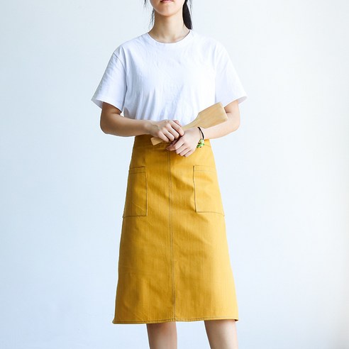 반신 식당 앞치마 데님 프린트 커피 셰프 우유 다방 주방 요리사 요리 허리둘레 남녀 작업복, 노랑, 황색