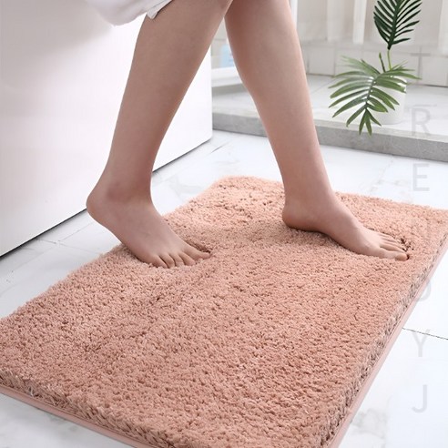 TrendyJ 빨아쓰는 발매트 욕실 주방 호텔 먼지없는 워셔블 사계절 융모 발매트, 연핑크