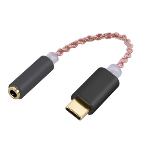 전화용 USB C ~ 3.5mm 오디오 어댑터 헤드폰 잭 케이블 어댑터, 검은 색, 12.5cm, 알루미늄 합금