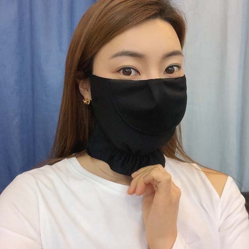 [미스블혹] 안감기모2단 햇빛가리개 꽃 무늬 무지 면 마스크, 1개입, 1개, 무지블랙