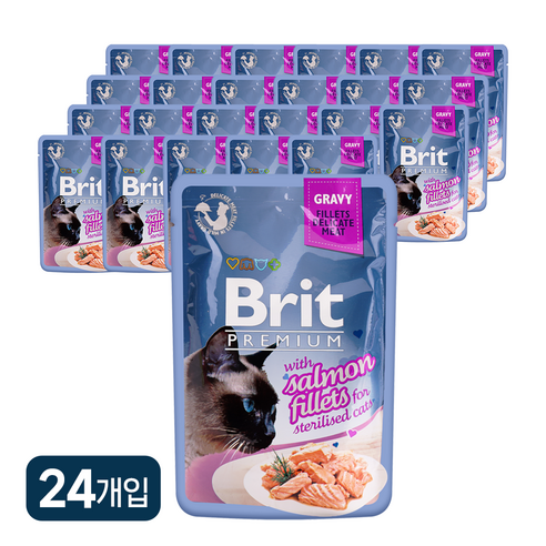 브릿 프리미엄 캣 파우치 고양이 사료, 연어, 85g, 24개