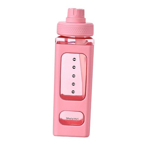 Kawaii 물병 900 ml 밀짚과 스티커가있는 누출 없음 BPA 무료 여행용 차 주스 우유를위한 귀여운 주스 차 물 컵, 분홍색, 6.9x25.5cm, 실리콘
