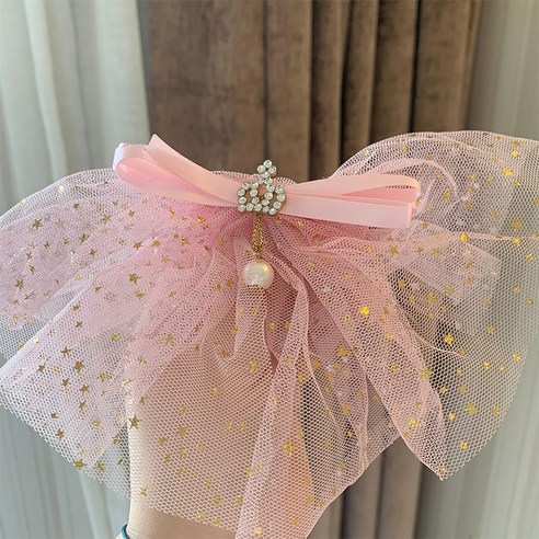 LING 한국어 스타일 핑크 레이스 거즈 큰 활 머리핀 여자 공주 드레스 머리핀
