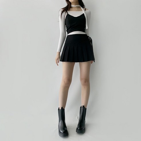 [SET/이너패드OK] 데이지클로젯 코첼라 크롭탑 뷔스티에 스커트 세트 / 봄 가을 여름 간절기 브이넥 하이웨스트 플리츠 주름 A라인 치마 투피스 셋업 여성 여자 슬림핏 하이틴