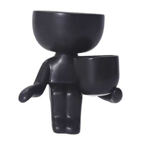 세라믹 꽃 냄비 인간의 꽃병 식물 냄비 화분, 블랙 10x9x6cm