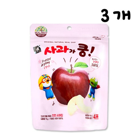 뽀로로 사과가 쿵 사과칩, 3개, 15g