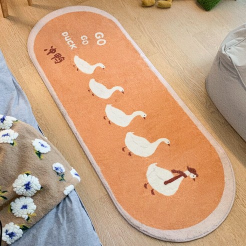 DFMEI 이데올로기 캐릭터 긴 털 매트 거실 출입문 매트 침대 옆 카펫 침실 카펫, 오리(캐시미어 점소), 60*160cm