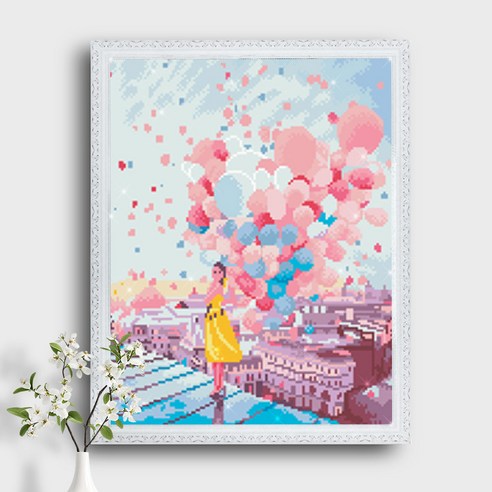 오늘의오브제 DIY 보석십자수 캔버스형 50x40cm, 1개, B1_25_로맨틱 시리즈 1