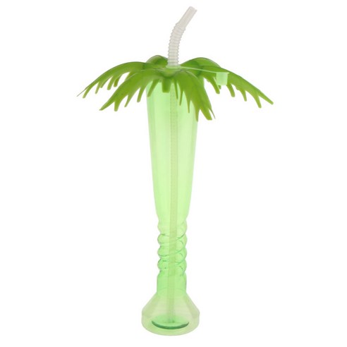야자수 플라스틱 컵 Luau 하와이 해변 파티를 위한 여름 해변 장난감 세트, 녹색, 설명, PVC
