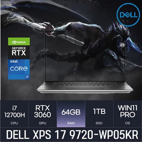 DELL XPS 17 9720-WP05KR, WIN11 Pro, 64GB, 1TB, 코어i7, 실버