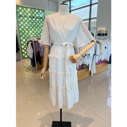 올리브데올리브 YW3MO329 플라워패턴 V넥 티어드 쉬폰 롱원피스(215533 )