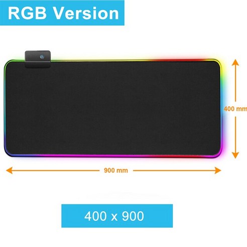 [SW] RGB 마우스 패드 게임용 마우스 패드 게이머 대형 책상 백라이트 매트 컴퓨터 Led 카펫 표면 Mause Ped Xl Deskpad Protector, RGB400x900mm_러시아