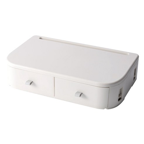 Xzante 다기능 모니터 스탠드 라이저 보드 데스크탑 보관함 홈 오피스용 서랍 2개, 하얀색