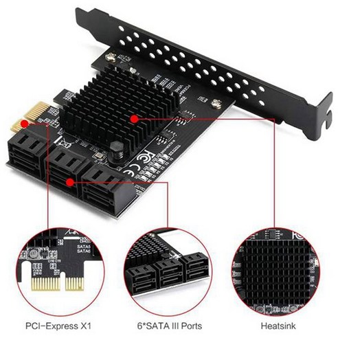 Lopbinte 88SE9215 칩 6 포트 SATA 3.0 - PCIe 확장 카드 PCI Express, 1