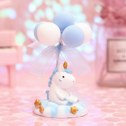 창의 뚜뚜 고양이 고백 풍선 생일 케이크 베이킹 장식품 선물 자동차 장식품 진열, 리본 고백 풍선 장식, 9520-1B 블루 독서 유니콘