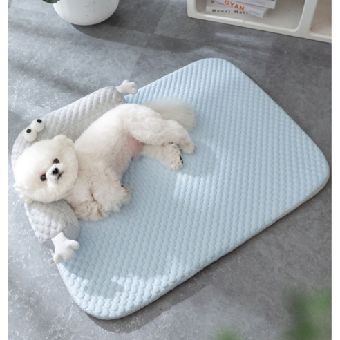 여기눕개 반려동물 시원한 우리집 강아지 고양이 쿨방석, 블루, 1개