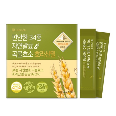 랩온랩 편안한 34종 발효 곡물 효소 포스트바이오틱스 유산균, 90g, 3개