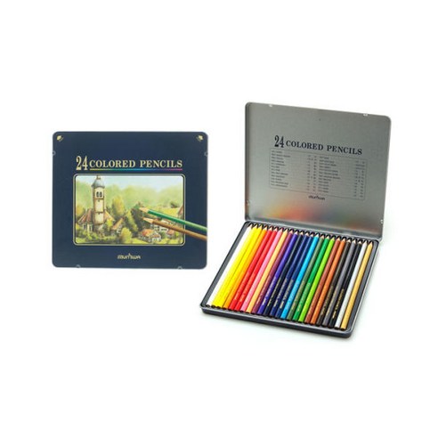 문화연필 넥스프로 고급 유성색연필, 24색, 2개