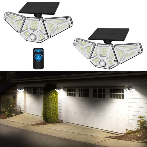 태양열 감지등 113LED 3가지 모드 리모컨 포함, 4PCS