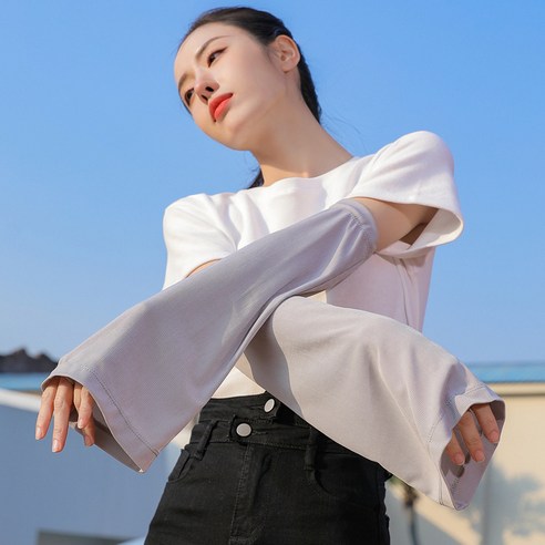 DFMEI 느슨한 아이스 슬리브 선 스크린 슬리브 아이스 실크 여성 여름 UV 핸드 슬리브 암 가드 암 슬리브 슬리브 슬리브, DFMEI 회색